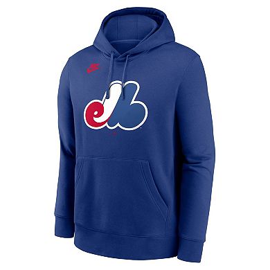 Men's Nike Blue Montreal Expos Cooperstown Collection Logo Club Pullover Hoodie