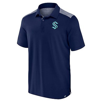 Men's Fanatics Navy Seattle Kraken Iconic Brushed Blocked Polo
