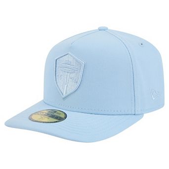 Men's New Era Light Blue Seattle Sounders FC Color Pack A-Frame 59FIFTY Fitted Hat