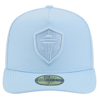 Men's New Era Light Blue Seattle Sounders FC Color Pack A-Frame 59FIFTY Fitted Hat