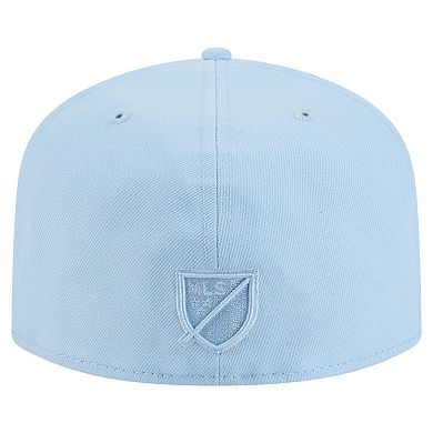 Men's New Era Light Blue Seattle Sounders FC Color Pack A-Frame 59FIFTY Fitted Hat