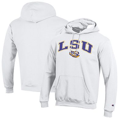 Men's Champion White LSU Tigers Arch Over Logo Pullover Hoodie