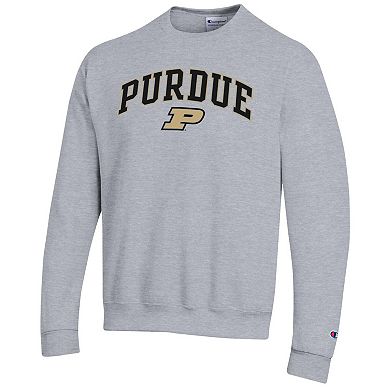 Men's Champion Heather Gray Purdue Boilermakers Arch Over Logo Pullover Sweatshirt