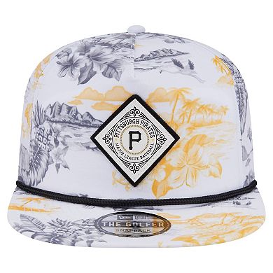 Men's New Era White Pittsburgh Pirates Printed Island Golfer Snapback Hat