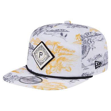 Men's New Era White Pittsburgh Pirates Printed Island Golfer Snapback Hat