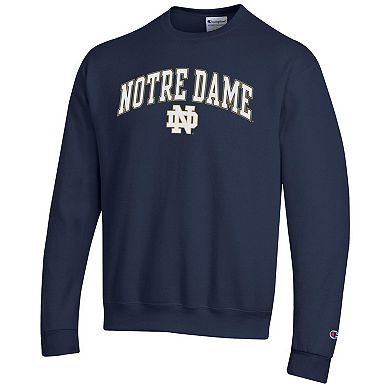 Men's Champion Navy Notre Dame Fighting Irish Arch Over Logo Pullover Sweatshirt