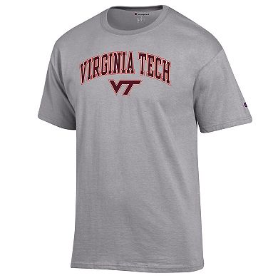 Men's Champion Heather Gray Virginia Tech Hokies Arch Over Logo T-Shirt