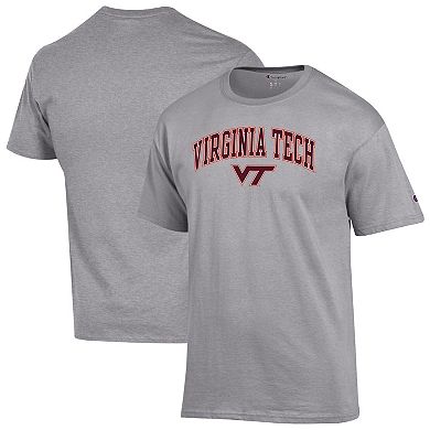 Men's Champion Heather Gray Virginia Tech Hokies Arch Over Logo T-Shirt