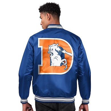 Men's Starter Royal Denver Broncos Locker Room Satin Full-Snap Varsity Jacket
