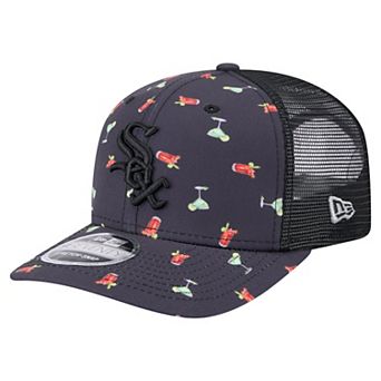 Men's New Era Black Chicago White Sox Adventure Drinks Pattern 9SEVENTY Stretch-Snap Hat