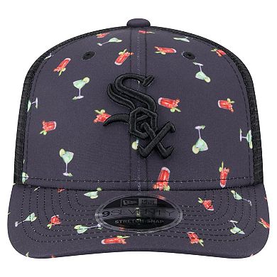 Men's New Era Black Chicago White Sox Adventure Drinks Pattern 9SEVENTY Stretch-Snap Hat