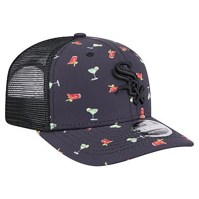 Men's New Era Black Chicago White Sox Adventure Drinks Pattern 9SEVENTY Stretch-Snap Hat