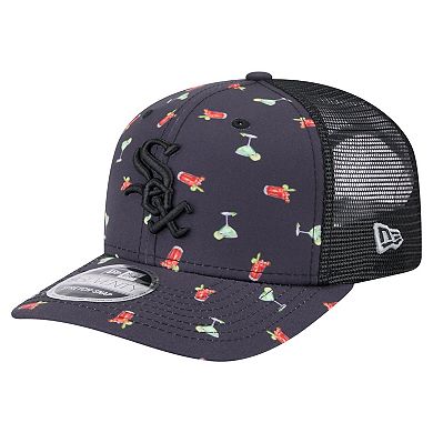 Men's New Era Black Chicago White Sox Adventure Drinks Pattern 9SEVENTY Stretch-Snap Hat