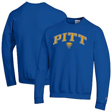 Men's Champion Royal Pitt Panthers Arch Over Logo Pullover Sweatshirt