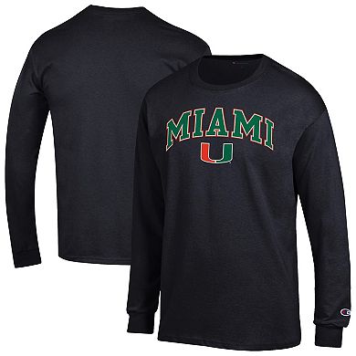 Men's Champion Black Miami Hurricanes Arch Over Logo Long Sleeve T-Shirt
