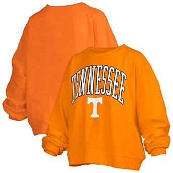 Women's Pressbox Tennessee Orange Tennessee Volunteers Janise Arch Over Logo Waist Length Oversized Pullover Sweatshirt