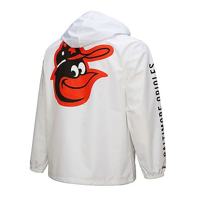 Men's Mitchell & Ness White Baltimore Orioles Vintage Full-Snap Hooded Coaches Jacket