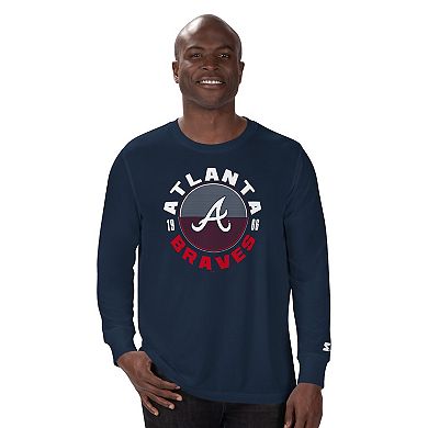 Men's Starter Navy Atlanta Braves Halftime Long Sleeve T-Shirt
