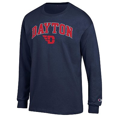 Men's Champion Navy Dayton Flyers Arch Over Logo Long Sleeve T-Shirt