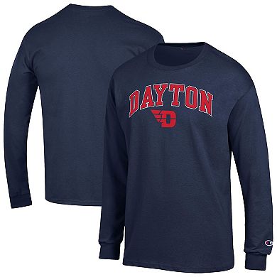 Men's Champion Navy Dayton Flyers Arch Over Logo Long Sleeve T-Shirt