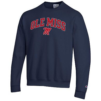 Men's Champion Navy Ole Miss Rebels Arch Over Logo Pullover Sweatshirt