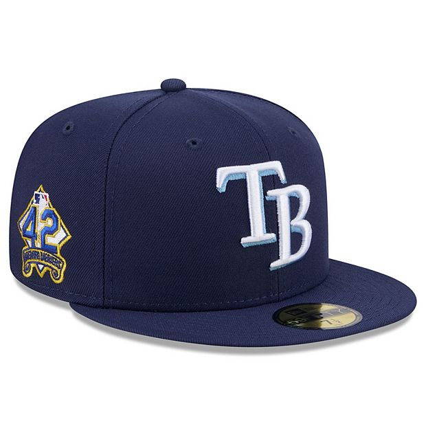 応援グッズ 59FIFTY Jackie Robinson Day 2025 7 7/8 Men's New Era Navy Tampa Bay Rays 2025 Jackie Robinson Day