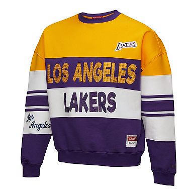 Women's Mitchell & Ness x DANNIJO Gold/Purple Los Angeles Lakers Blocked Pullover Sweatshirt