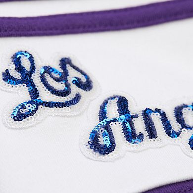 Women's Mitchell & Ness x DANNIJO Gold/Purple Los Angeles Lakers Blocked Pullover Sweatshirt