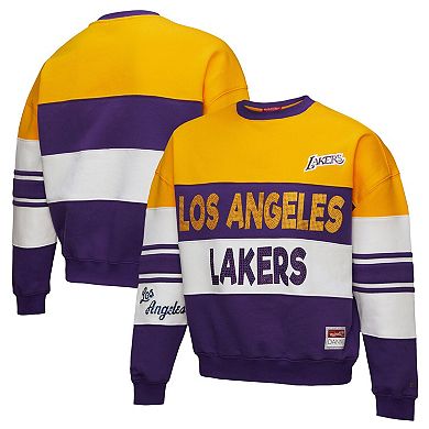 Women's Mitchell & Ness x DANNIJO Gold/Purple Los Angeles Lakers Blocked Pullover Sweatshirt
