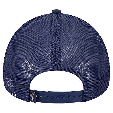 Men's New Era Navy Milwaukee Brewers Distressed 9FORTY A-Frame Adjustable Trucker Hat