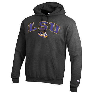 Men's Champion Charcoal LSU Tigers Arch Over Logo Pullover Hoodie