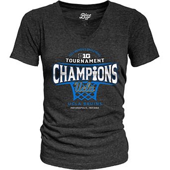 Women's Blue 84 Black UCLA Bruins 2025 Big Ten Women's Basketball Conference Tournament Champions Locker Room Tri-Blend V-Neck T-Shirt