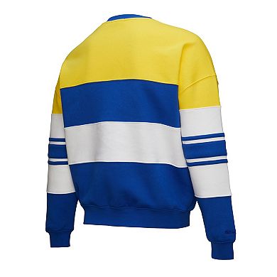 Women's Mitchell & Ness x DANNIJO Gold/Royal Golden State Warriors Blocked Pullover Sweatshirt