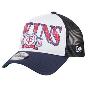 Men's New Era Navy Minnesota Twins Distressed 9FORTY A-Frame Adjustable Trucker Hat