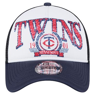 Men's New Era Navy Minnesota Twins Distressed 9FORTY A-Frame Adjustable Trucker Hat