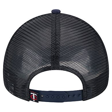 Men's New Era Navy Minnesota Twins Distressed 9FORTY A-Frame Adjustable Trucker Hat