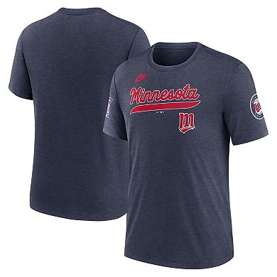 Men's Nike Heather Navy Minnesota Twins Cooperstown Collection Eras Tri-Blend T-Shirt