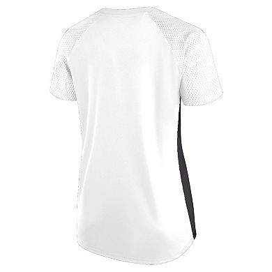 Women's Fanatics White Las Vegas Raiders Plus Size Glitter Lace-Up V- Neck T-Shirt