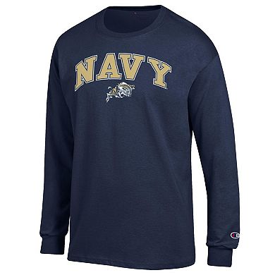 Men's Champion Navy Navy Midshipmen Arch Over Logo Long Sleeve T-Shirt