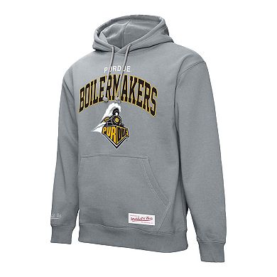 Men's Mitchell & Ness Heather Gray Purdue Boilermakers Classic Arch Pullover Hoodie