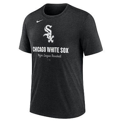 Men's Nike Heather Black Chicago White Sox Logo Tri-Blend T-Shirt