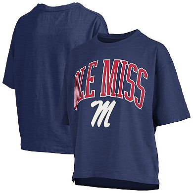 Women's Pressbox Navy Ole Miss Rebels Nelson Arch Over Logo Waist Length Oversized Slub T-Shirt