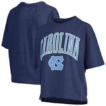 Women's Pressbox Navy North Carolina Tar Heels Nelson Arch Over Logo Waist Length Oversized Slub T-Shirt