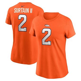 Women's Nike Patrick Surtain II Orange Denver Broncos Player Name & Number T-Shirt