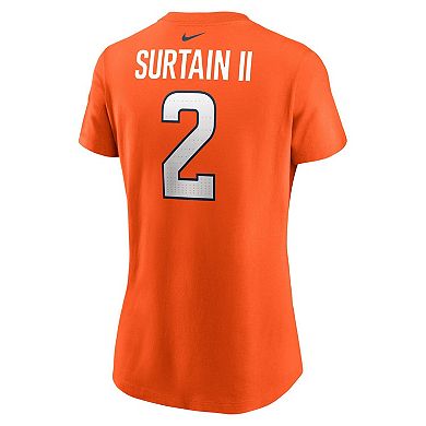 Women's Nike Patrick Surtain II Orange Denver Broncos Player Name & Number T-Shirt