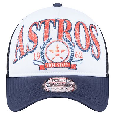 Men's New Era Navy Houston Astros Distressed 9FORTY A-Frame Adjustable Trucker Hat