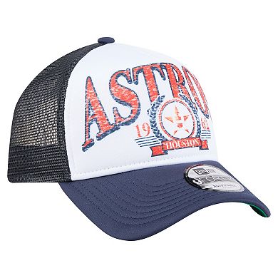 Men's New Era Navy Houston Astros Distressed 9FORTY A-Frame Adjustable Trucker Hat