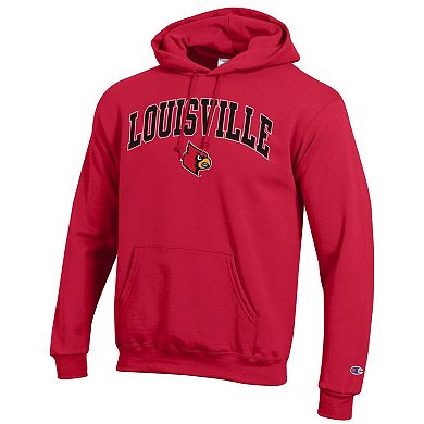 Men's Champion Red Louisville Cardinals Arch Over Logo Pullover Hoodie
