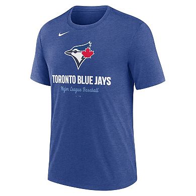 Men's Nike Heather Royal Toronto Blue Jays Logo Tri-Blend T-Shirt
