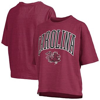 Women's Pressbox Garnet South Carolina Gamecocks Nelson Arch Over Logo Waist Length Oversized Slub T-Shirt